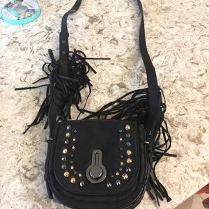 Stuart Weitzman Black Crossbody Bag with Silver Accents